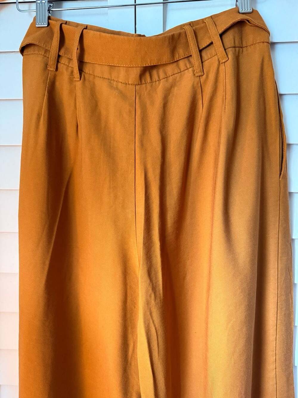 Zara Mustard Yellow High-Waisted Belted Wide Leg Pants Size M
